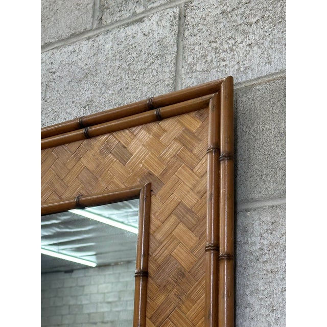 1980s Large Bamboo Wall Mirror For Sale In Philadelphia - Image 6 of 12