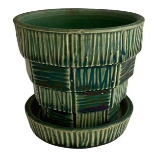 Vintage McCoy Pottery Planter With Saucer For Sale