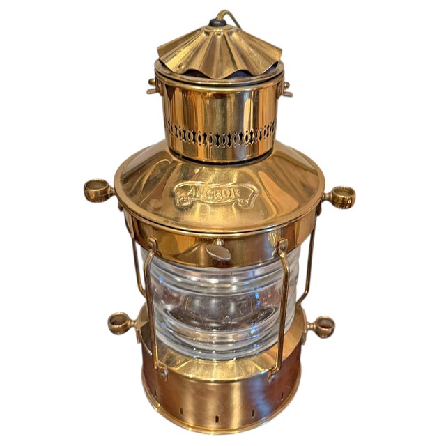 Mid 20th Century Brass Ship's Lantern Pendant Light For Sale In Chicago - Image 6 of 16