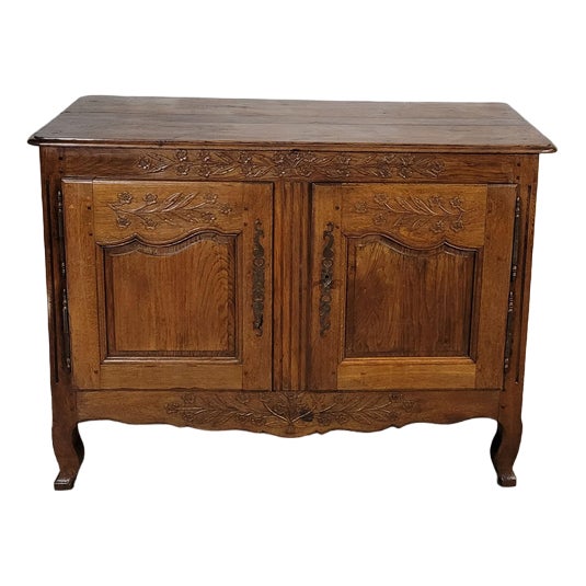 Low Sideboard Carved in Norman Oak For Sale