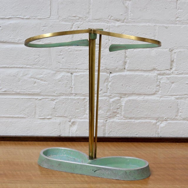 Mid-Century Modern Brass Umbrella Stand attributed to Artes, H. & H. Seefried, Steppach, 1950s For Sale - Image 6 of 18