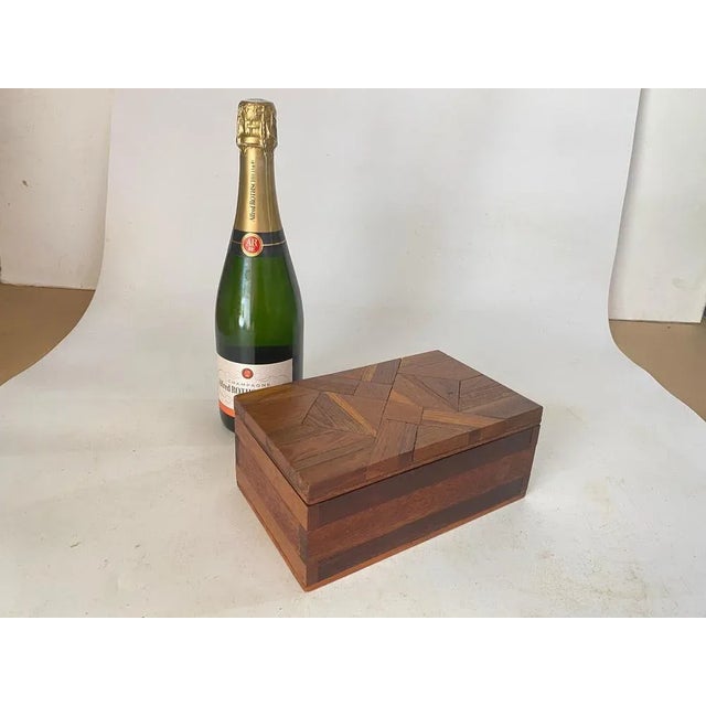 Jewelry Box in Wood with Geometrical Inlays, France, 1970s For Sale - Image 9 of 12