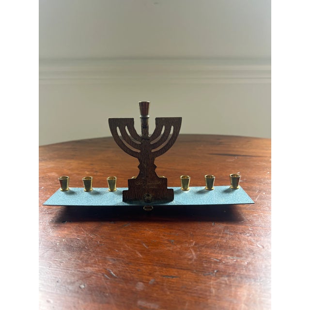 Mediterranean Vintage Israeli Petite Menorah For Sale - Image 3 of 7
