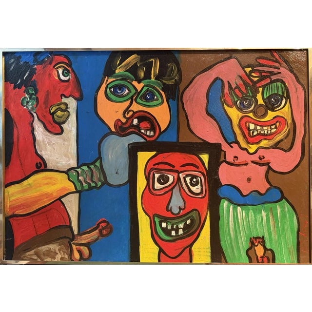 Peter robert keil (born 1942 in züllichau), abstracted faces, undated. Acr/pp, approx. 71×102 cm. This extremely vibrant...