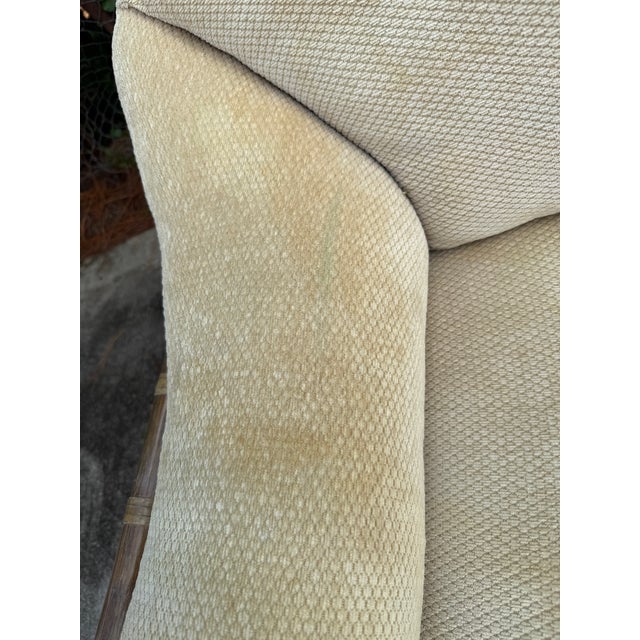 McGuire Rattan Lounge Chairs With Upholstered Seats - A Pair For Sale - Image 16 of 17