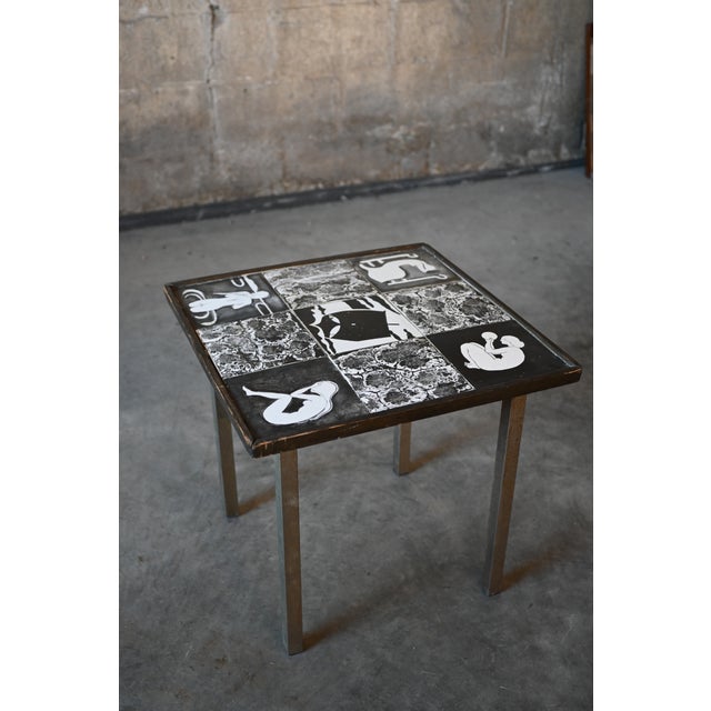 Wood Danish Tile Art Side Table For Sale - Image 7 of 7