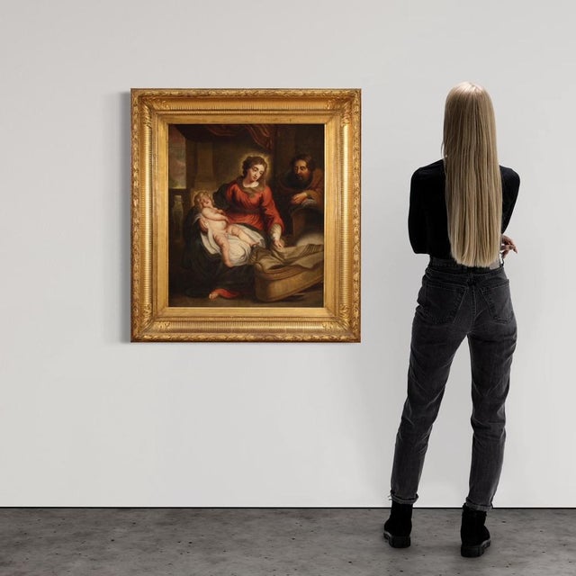 Flemish Artist, Holy Family, 1750, Oil on Canvas, Framed For Sale - Image 3 of 17