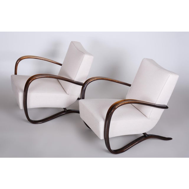 Brown Art Deco H-269 Armchairs by J. Halabala for Up Závody, Czech, 1930s, Set of 2 For Sale - Image 8 of 15
