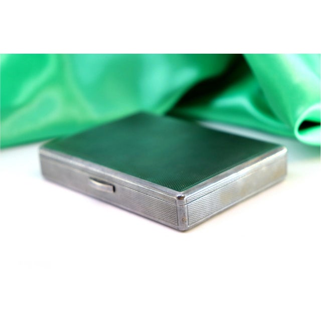 Metal Silver Toiletry Box with Mirror, Lipstick Holder and Powder Container For Sale - Image 7 of 9