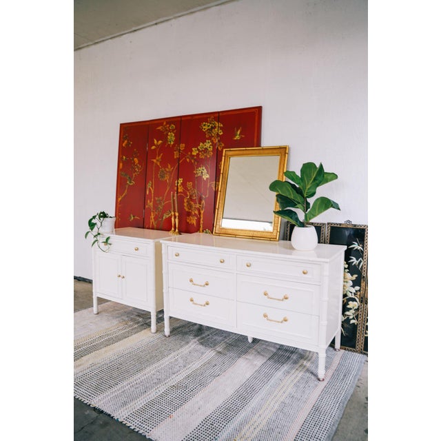 1960s Thomasville Furniture Oyster Bay Collection Faux Bamboo White