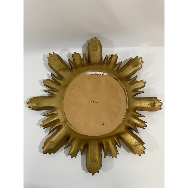 Large 18" Vintage 1990s Golden Sunburst Wall Mirror For Sale - Image 12 of 18