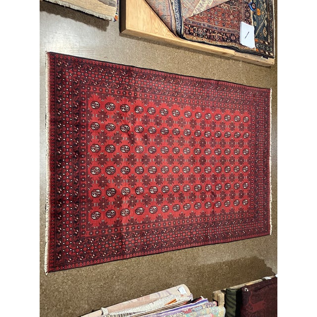 Tribal Vintage Afghan Bokhara Hand-Knotted Rug 6'7" X 9'11" For Sale - Image 3 of 6