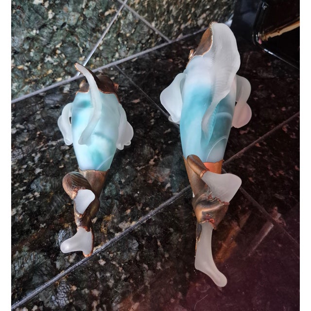 Vintage Filip Ravert Mixed Media Art Glass & Copper Koi Fish Sculptures - A Pair (Jg) For Sale - Image 4 of 9