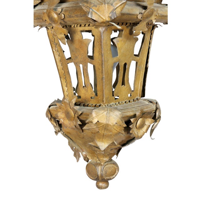 Metal Italian Tole Hanging Lanterns - a Pair For Sale - Image 7 of 11
