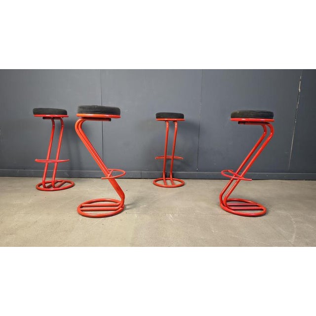 Metal Bar Stools, 1980s, Set of 4 For Sale - Image 4 of 13