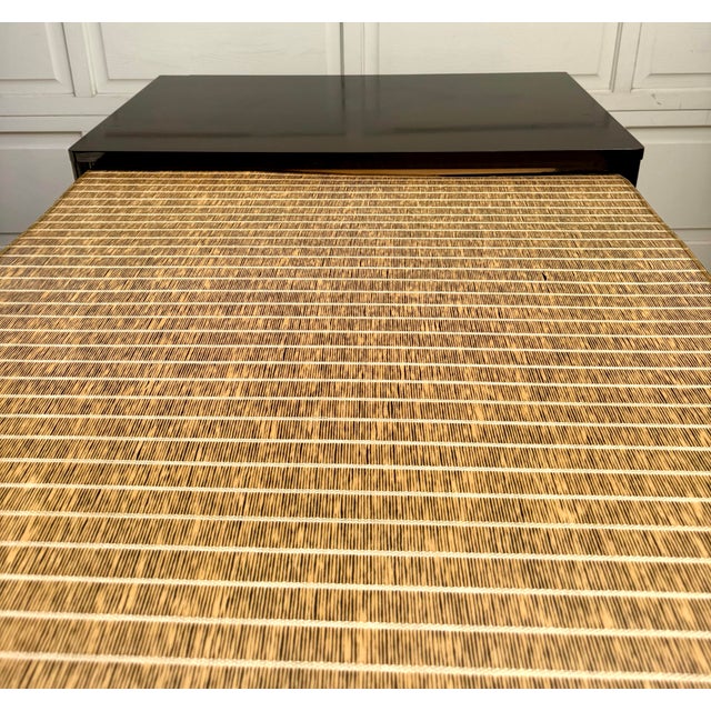 1950s Mid-Century Black Lacquer Chinoiserie Convertible Dining Table Cabinet For Sale - Image 5 of 15