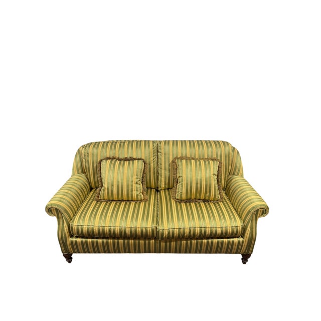American Sherrill Loveseat / Sofa With Fine Striped Upholstery For Sale - Image 3 of 10