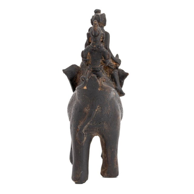 Thai Figures Atop Elephant Metal Sculpture For Sale - Image 4 of 4