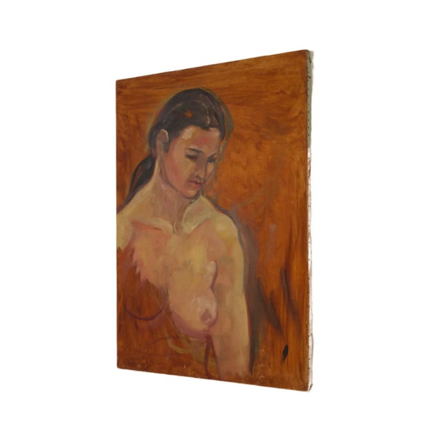 Portraiture Nude Portrait of a Woman Original Artwork Outsider Art Oil Painting For Sale - Image 3 of 8