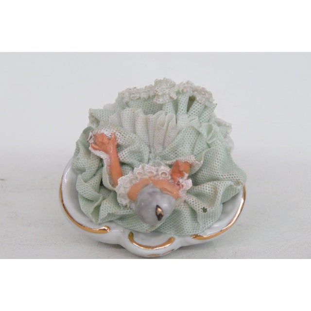 Ceramic Sandizell Dresden Germany Miniature Lace Porcelain Seated Lady Figurine 5066b For Sale - Image 7 of 14