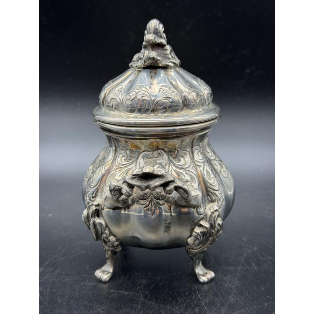 Baroque 800 Silver Sugar Bowl, 1890s For Sale - Image 3 of 13