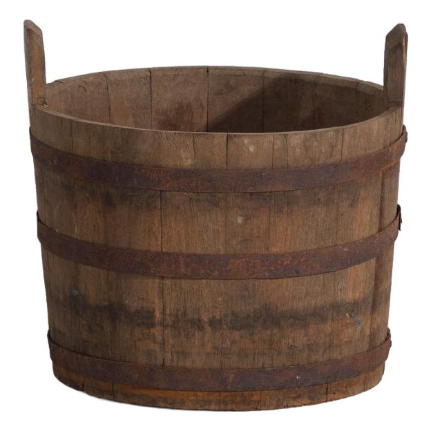 Vintage Wooden Barrel with Iron Straps, Central Europe, 1920 For Sale