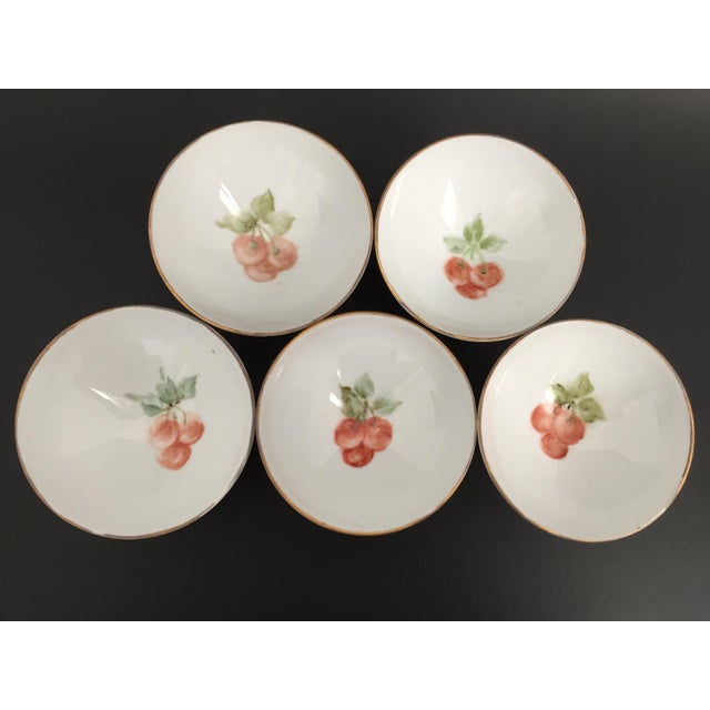 Vintage Sherbets With Hand Painted Cherries - Set of 5 For Sale - Image 4 of 13