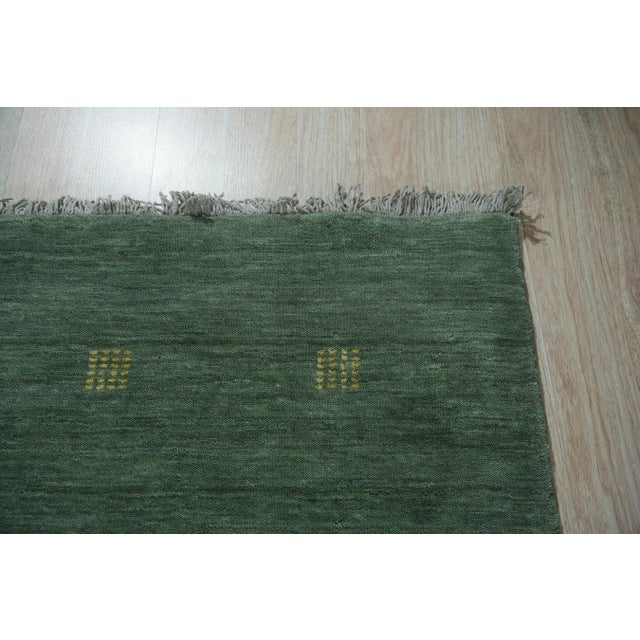 6x9 Green Lori Baft Gabbeh Style Hand-Knotted Wool Rug For Sale - Image 4 of 5