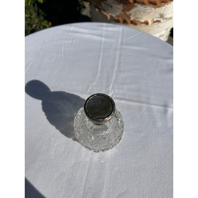 Traditional Vintage Sterling Silver & Cut Crystal Perfume Bottle For Sale - Image 3 of 13