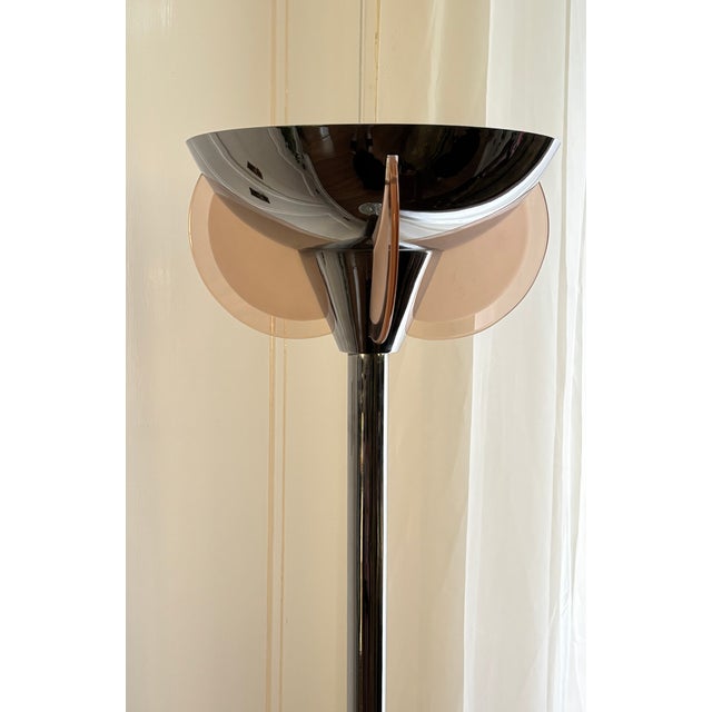 Art Deco Floor Lamp with Rose-Colored Glass, 1920s For Sale - Image 3 of 8