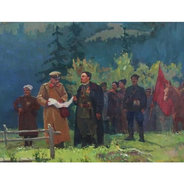 Partisans Oil Painting, Socialist Realism Art, 1975 For Sale - Image 6 of 6