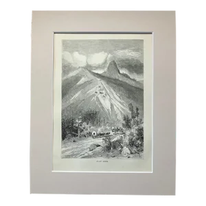 Antique 1874 Wood Engraving "Pilot Knob" California in Frame-Ready 11x14 Mat