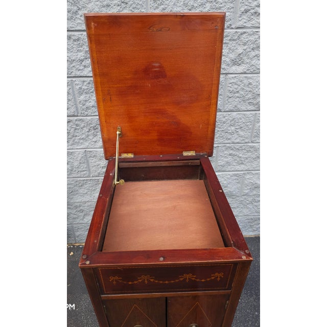 19th Century Victorian Mahogany and Satinwod Inlaid Converted Music Cabinet For Sale - Image 9 of 11