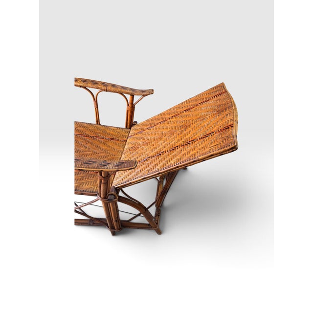Wood Antique Belgian Vannerie St. Jacques Handwoven Wicker Reclining Armchair With Pull-Out Footrest, C. 1900 For Sale - Image 7 of 11