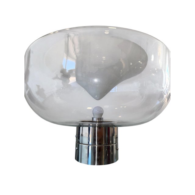 Vintage Glass and Chromed Metal Table Lamp from Leucos, 1970s For Sale - Image 11 of 11