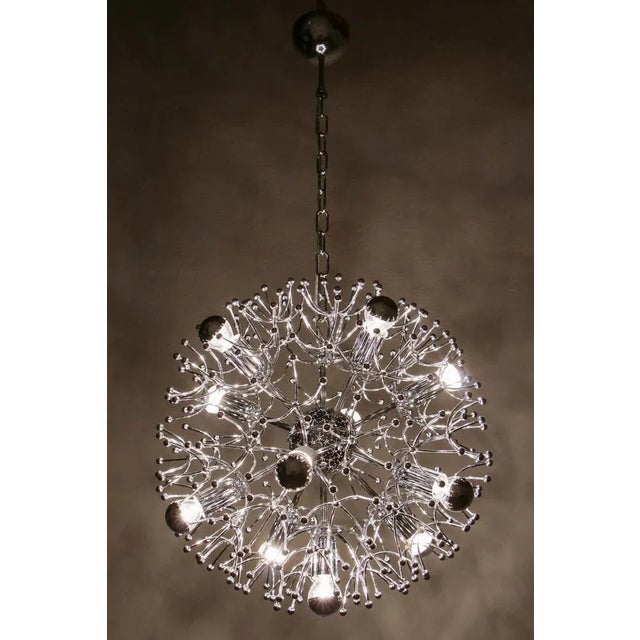 Italian Space Age Chrome Sputnik Chandelier Pendant Lamp by Gaetano Sciolari For Sale - Image 9 of 18
