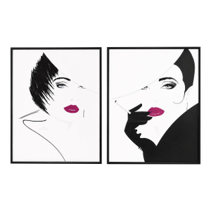 Patrick Nagel Style Art Deco Women Prints - a Pair