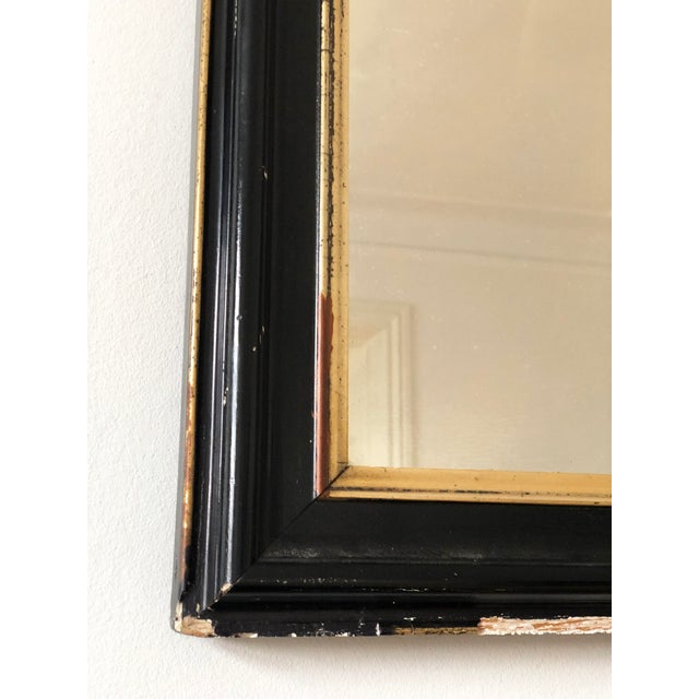 Wood Large Antique French Louis Philippe Full Length Mirror – Black and Gold, Late 19th Century For Sale - Image 7 of 11