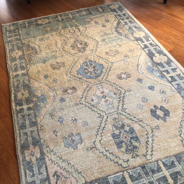 Contemporary Contemporary Turkish Oushak Rug in Beige and Blue Tones | 5'1" X 7'8" For Sale - Image 3 of 5