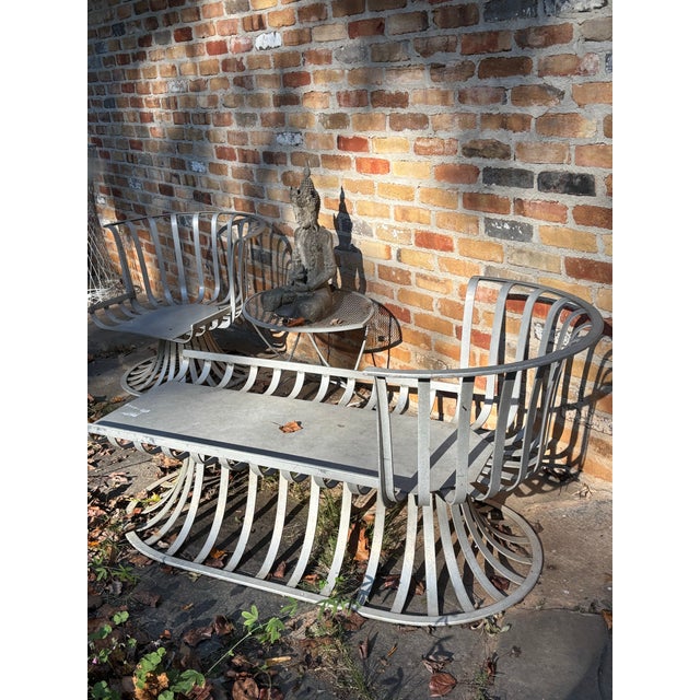 Russell Woodard Russell Woodard Patio Chaise and Lounge Chair, Attributed to Herbert Saiger - Set of 2 For Sale - Image 4 of 9