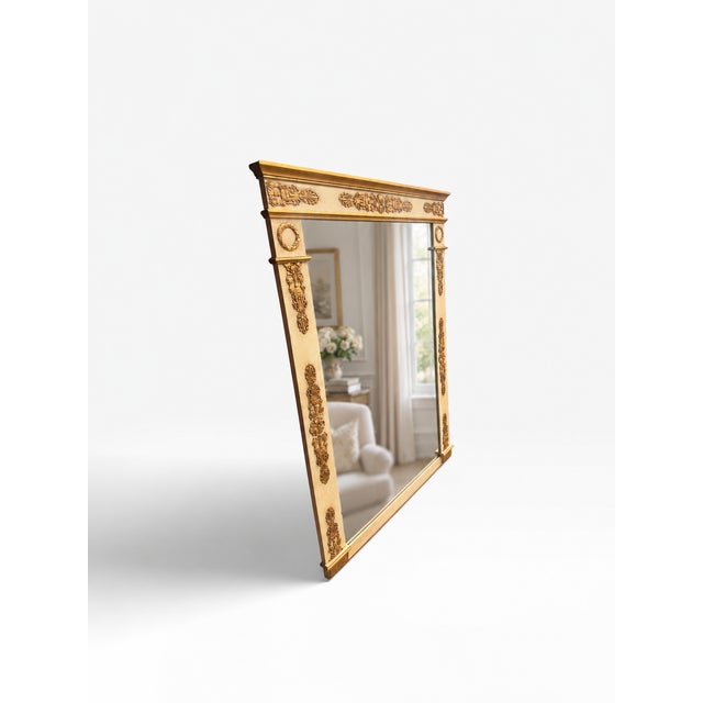 1960s Vintage Baker Furniture Neoclassical Cream & Gilt Mirror For Sale - Image 5 of 12