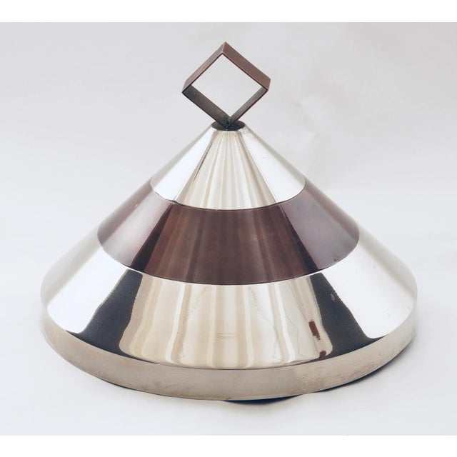 Silver 1970 Vintage Round Box in Glass Steel Gilded Brass Italian Design in the Style of Romeo Rega For Sale - Image 8 of 10