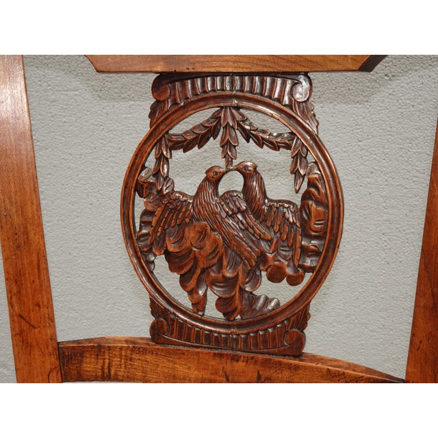 Wood 1950s Vintage French Country Carved Lovebirds Backrest Accent Chair For Sale - Image 7 of 12
