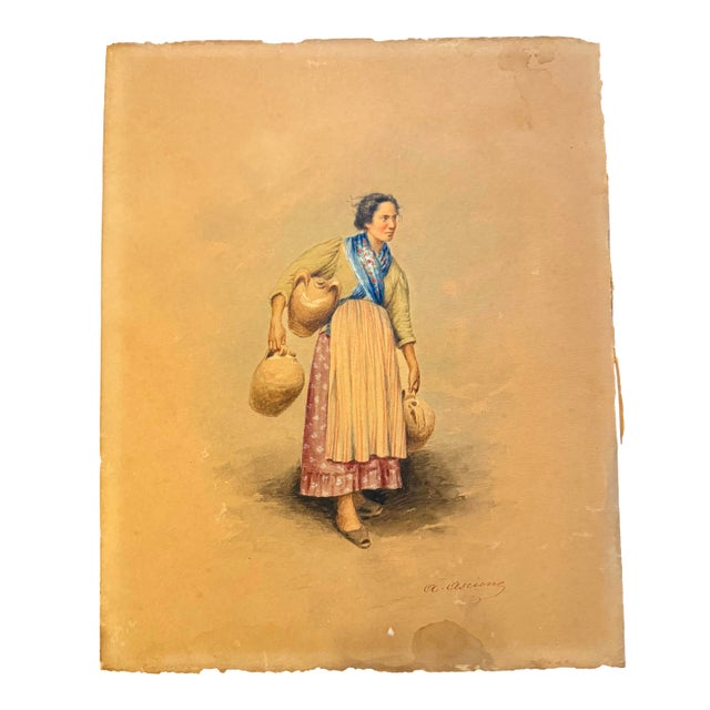 Original 16th/17th Century Watercolor Painting by Aniello Ascione For Sale