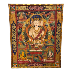 Tibetan Buddhist Sarvavid Mahavairocana Thangka Painting, Framed