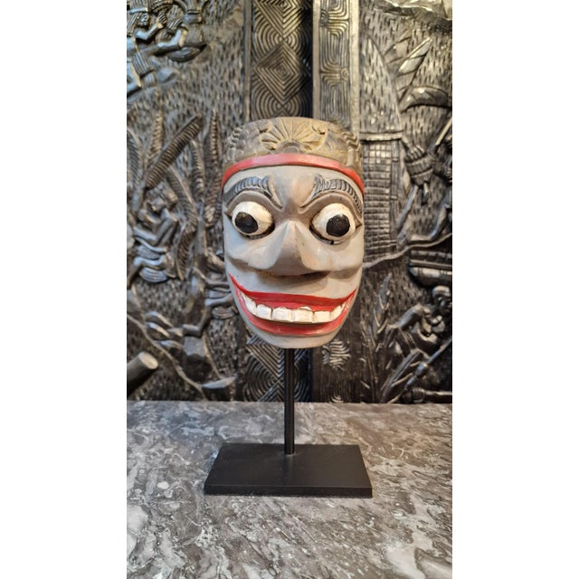 Wood Balinese Mask on a Stand, 1950s For Sale - Image 7 of 7