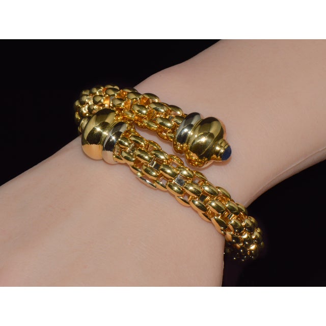 Late 20th Century Late 20th Century Rare Fope Flex’it Blue Sapphire Woven Wrap Bangle Bracelet in 18k Yellow & White Gold For Sale - Image 5 of 17
