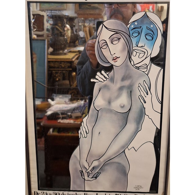 Juarez Machado is a famous Brazillian artist. This is a 1976 mixed media, mirror advertisement poster. "EXHIBITION of...