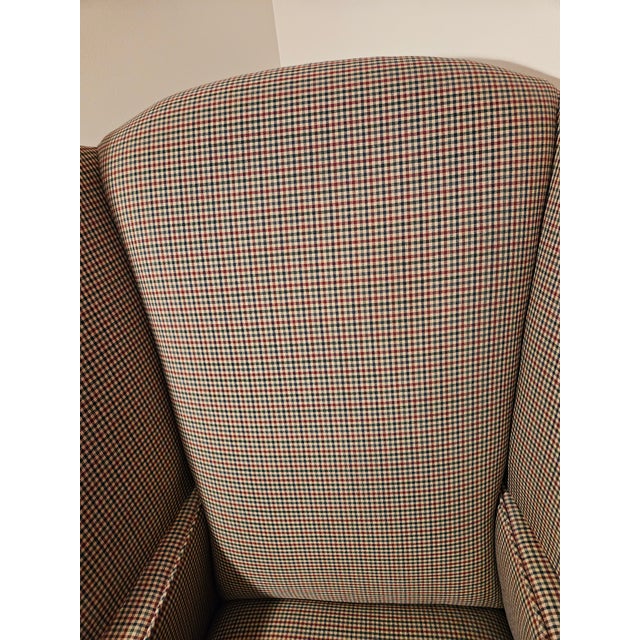 Primitive Colonial Upholstered Wingback Chairs For Sale - Image 10 of 12