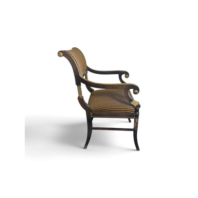 Shelby Williams Vintage Shelby Williams Regency Ebonized & Gilt Armchair For Sale - Image 4 of 11